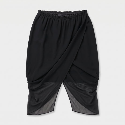 Elegant Black Draped Chiffon Skirt