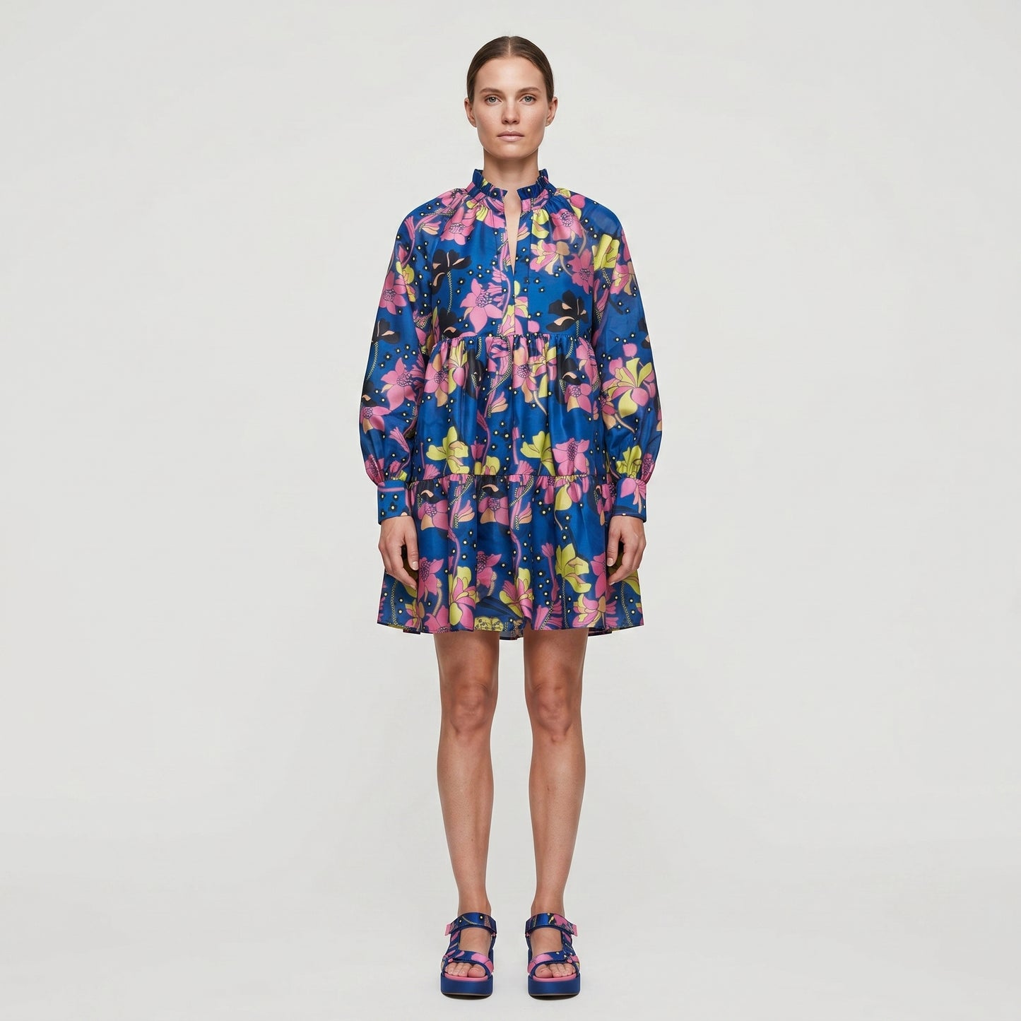 Floral Print Tiered Mini Dress