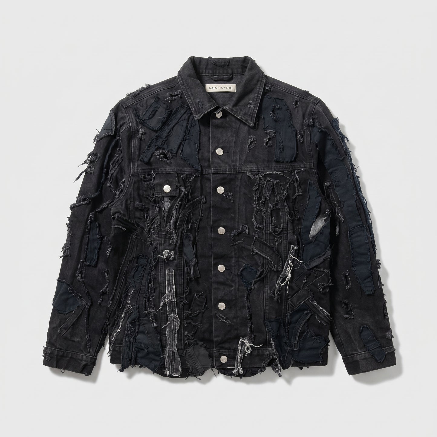 Distressed Patchwork Denim Jacket
