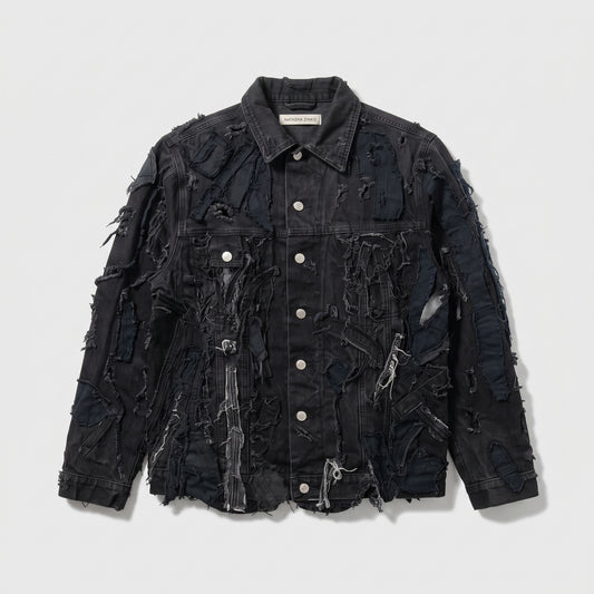 Distressed Patchwork Denim Jacket