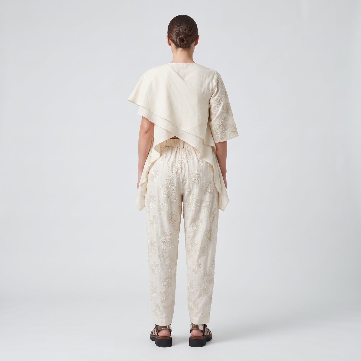 Embroidered Floral Tailored Trousers