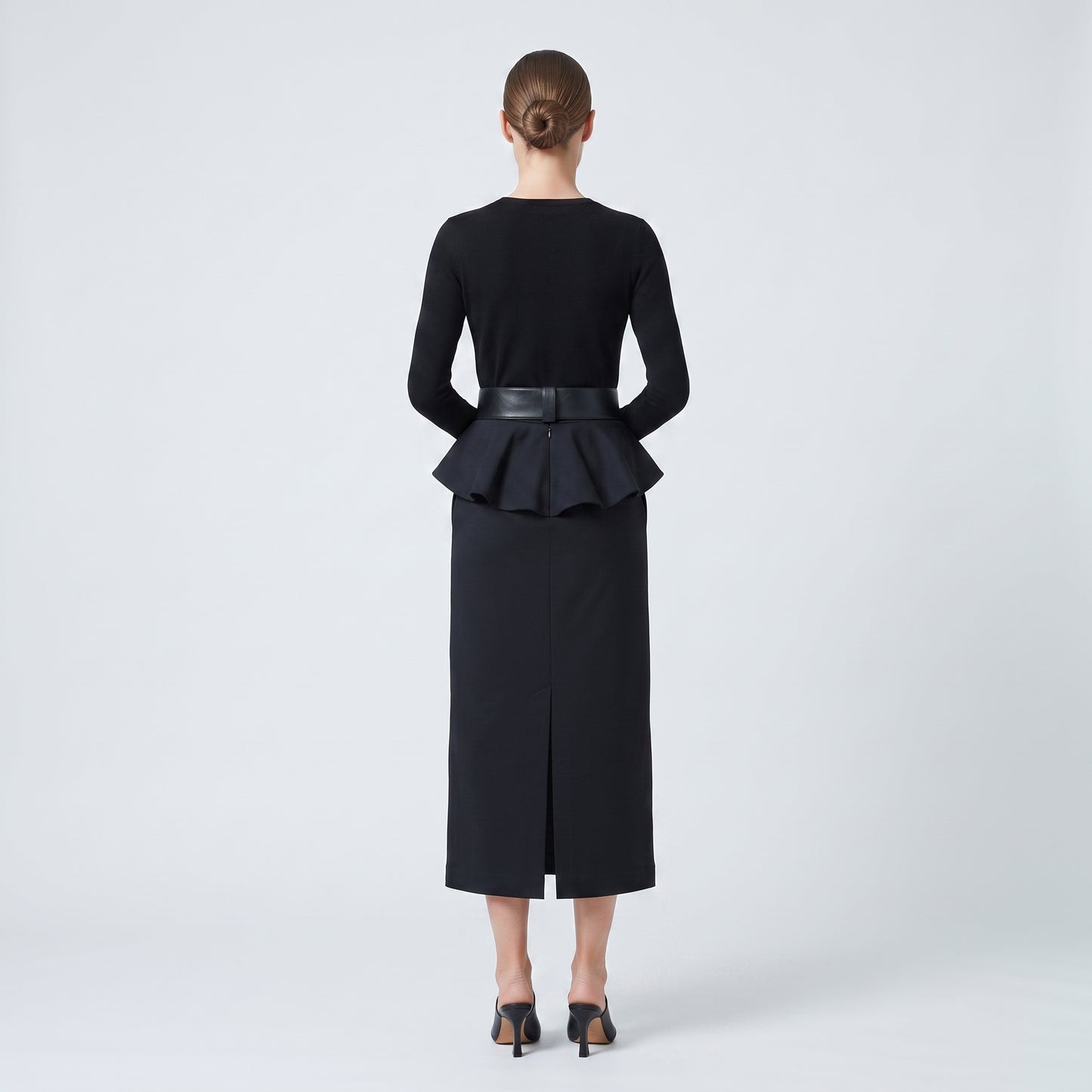 Structured Fold-Over Midi Skirt