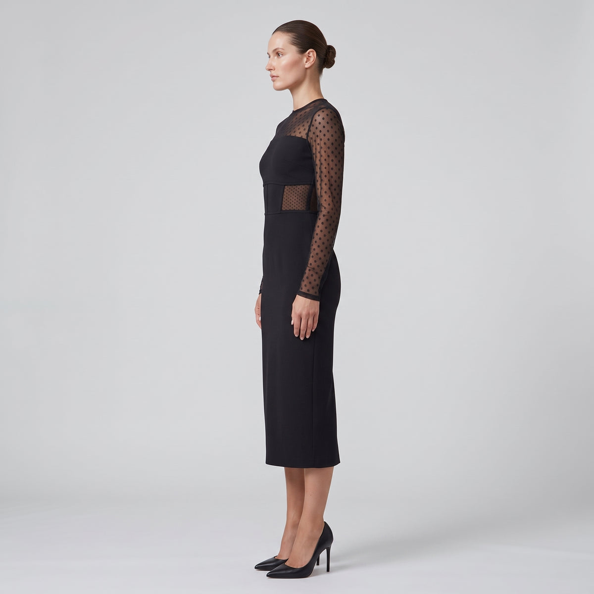 Polka Dot Sheer Sleeve Dress
