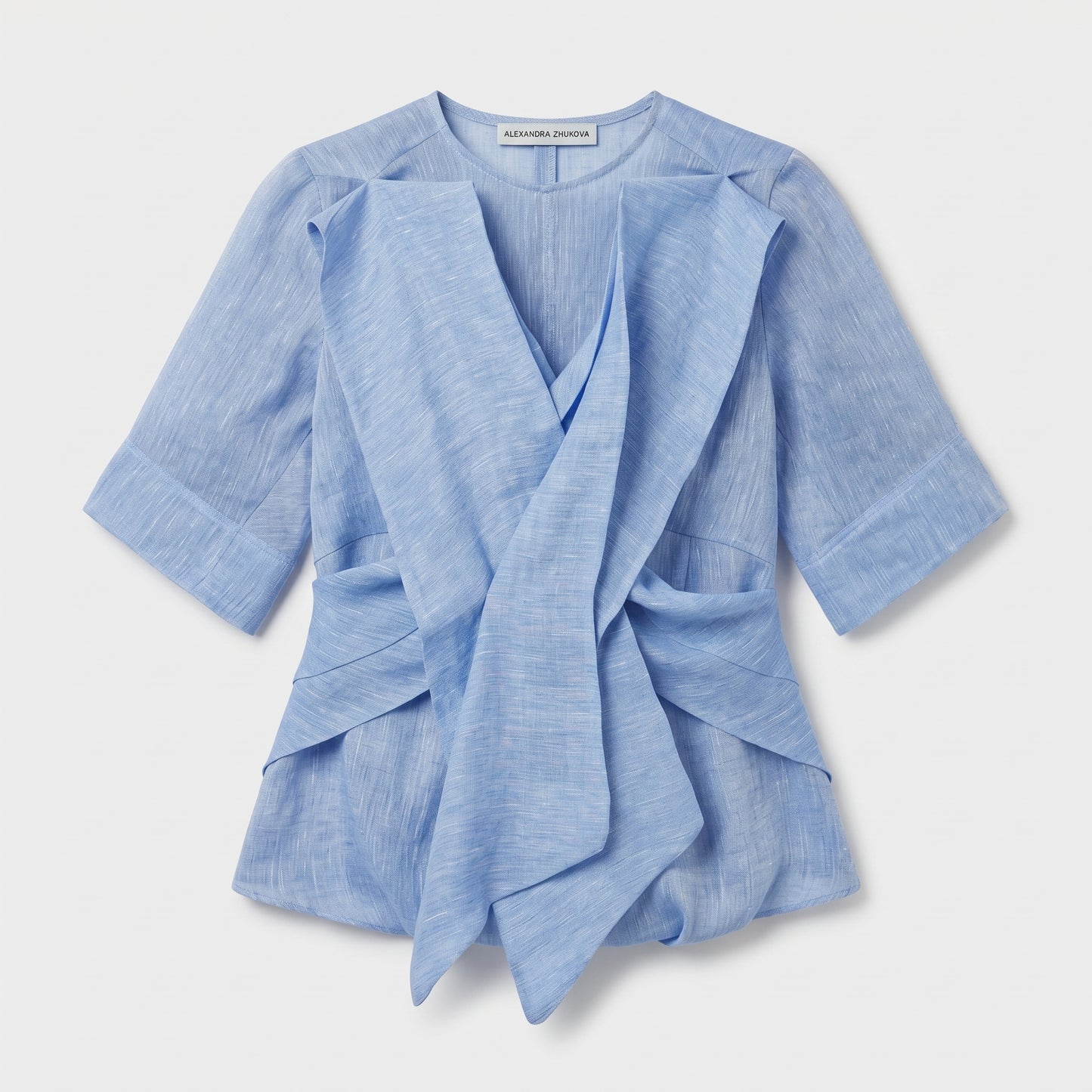 Draped Linen Statement Blouse
