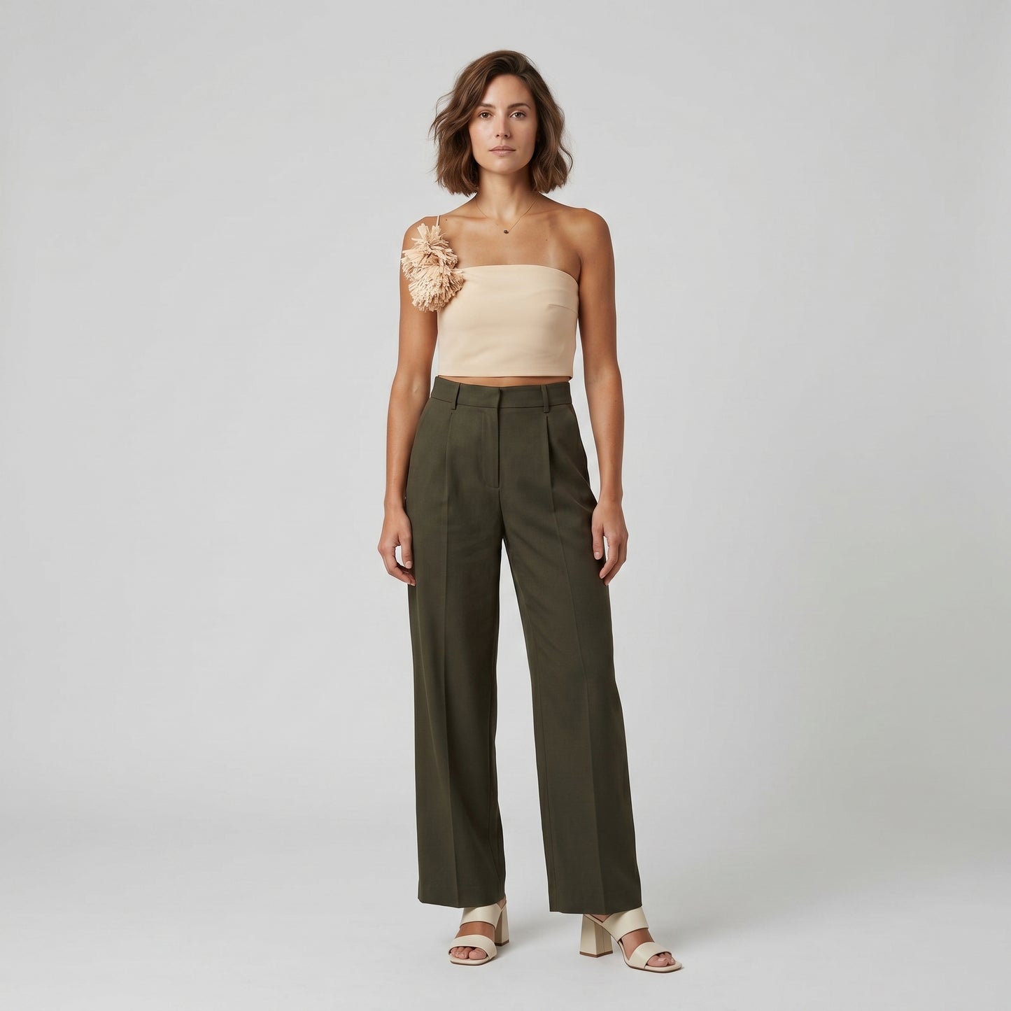 One Shoulder Pom Pom Top