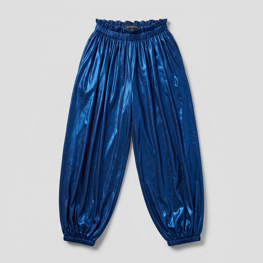 Metallic Ruched Waist Joggers