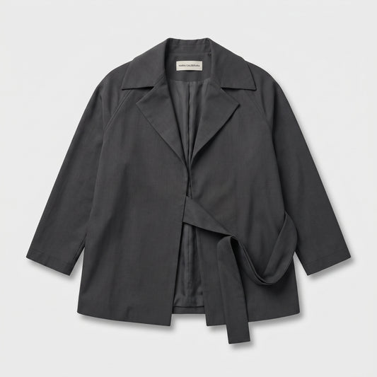 Tailored Charcoal Belted Jacket