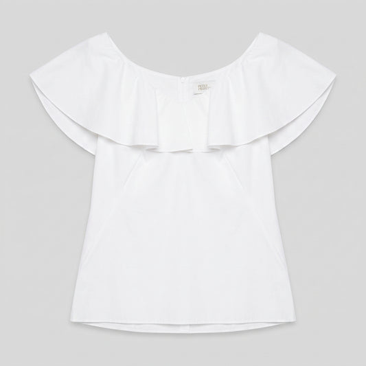 White Off-Shoulder Ruffle Top