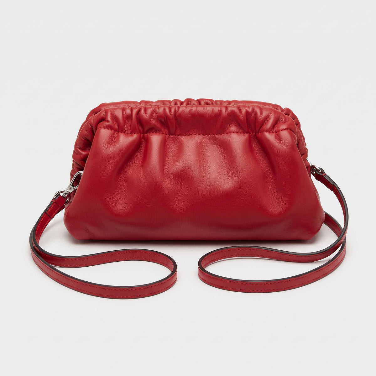 Ruched Leather Clutch Bag