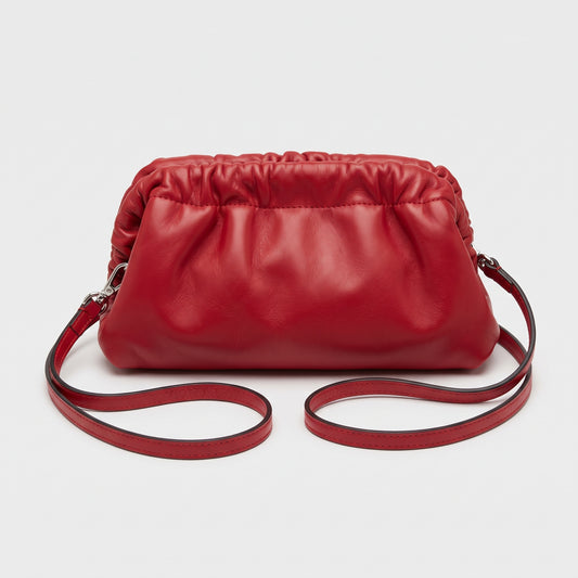Ruched Leather Clutch Bag