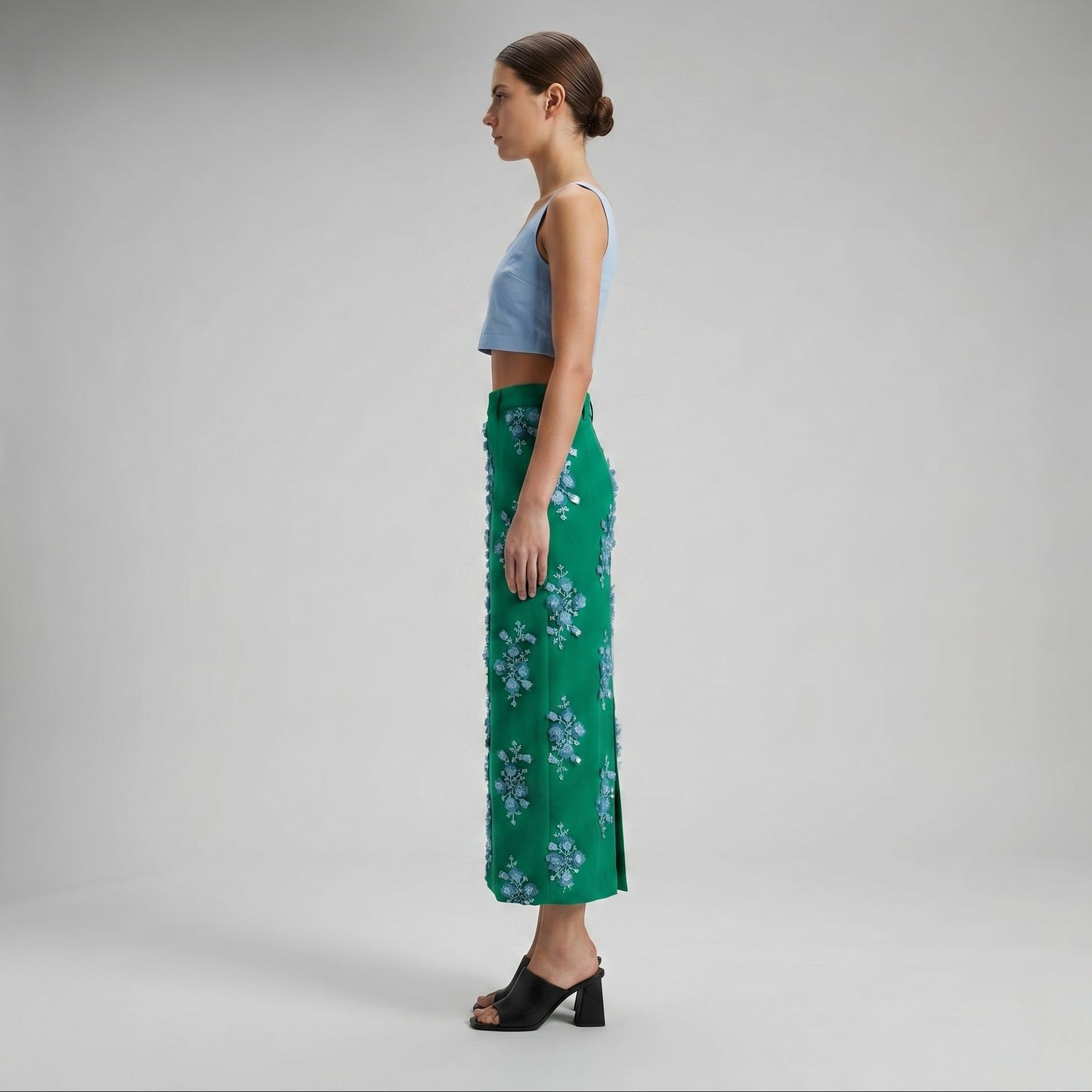 Embellished Floral Midi Skirt