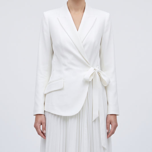 Tailored Wrap Pleated Midi Dress