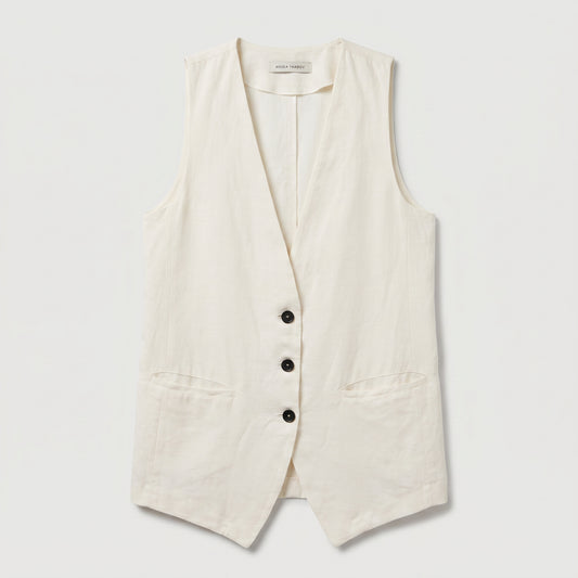 Tailored Cream Linen Vest