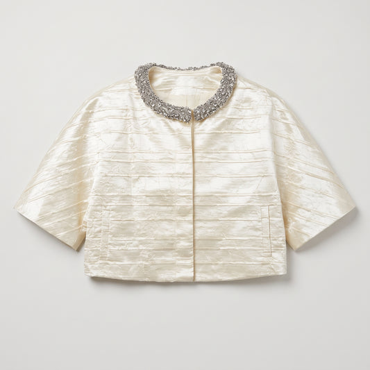 Embellished Collared Cropped Jacket