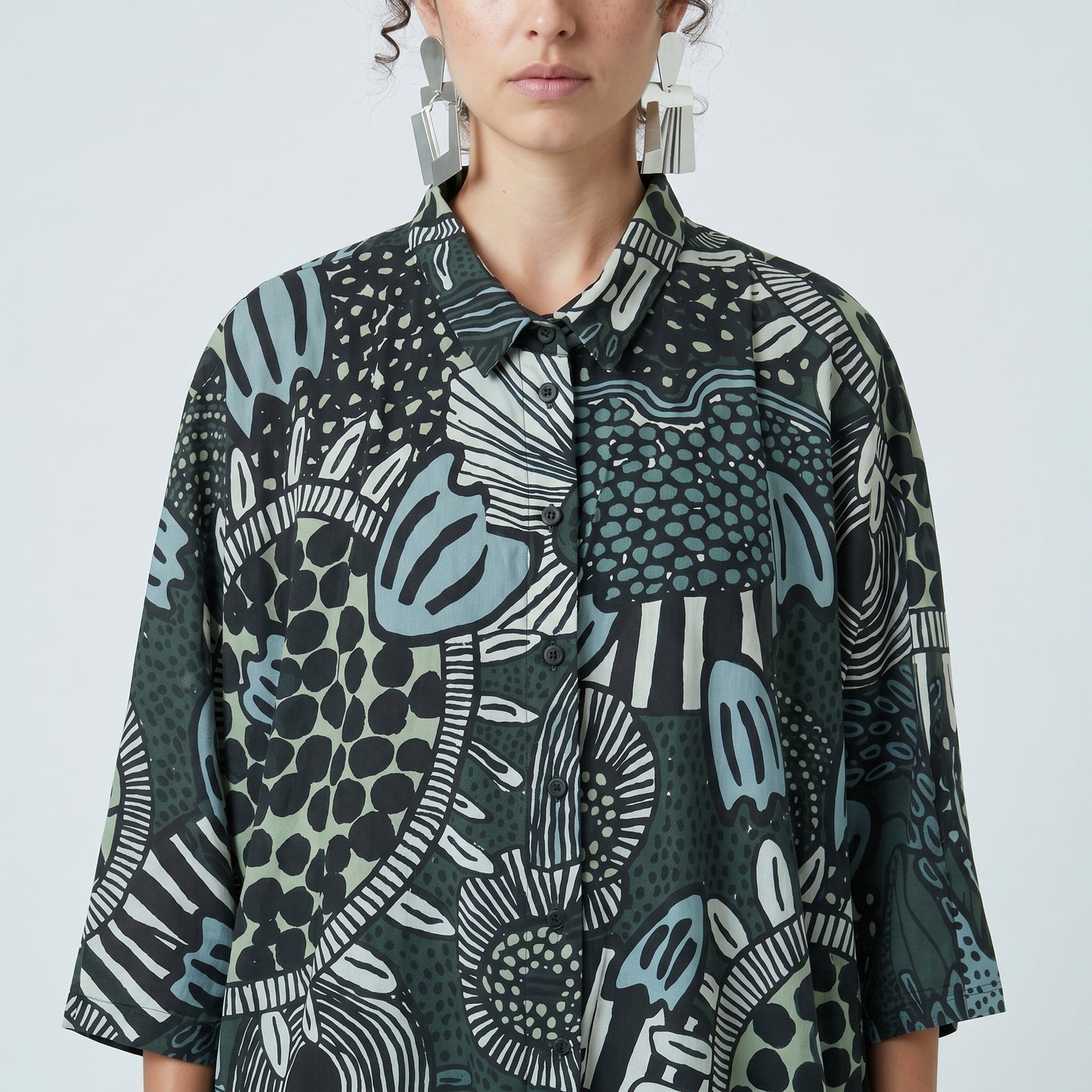 Abstract Print Shirt Dress