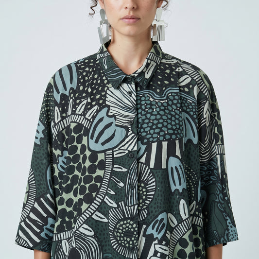 Abstract Print Shirt Dress