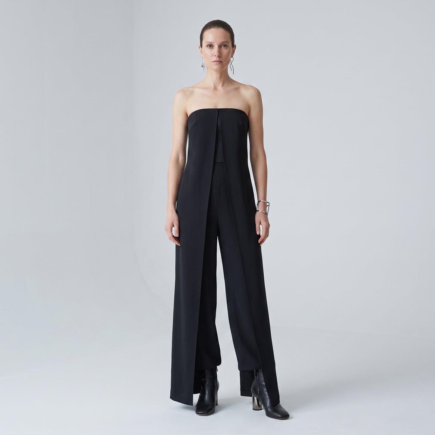 Structured Strapless Architectural Jumpsuit