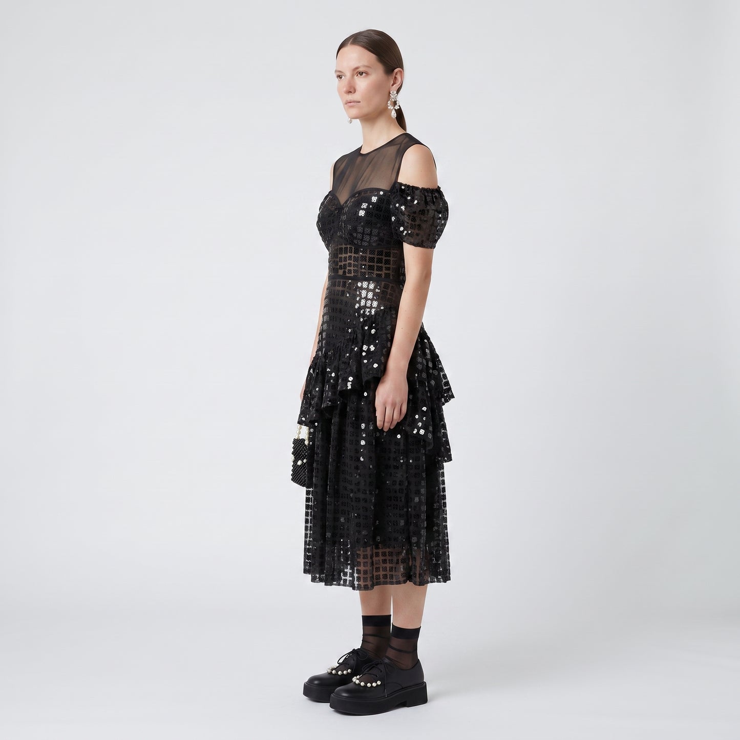 Sequined Cold Shoulder Mini Dress