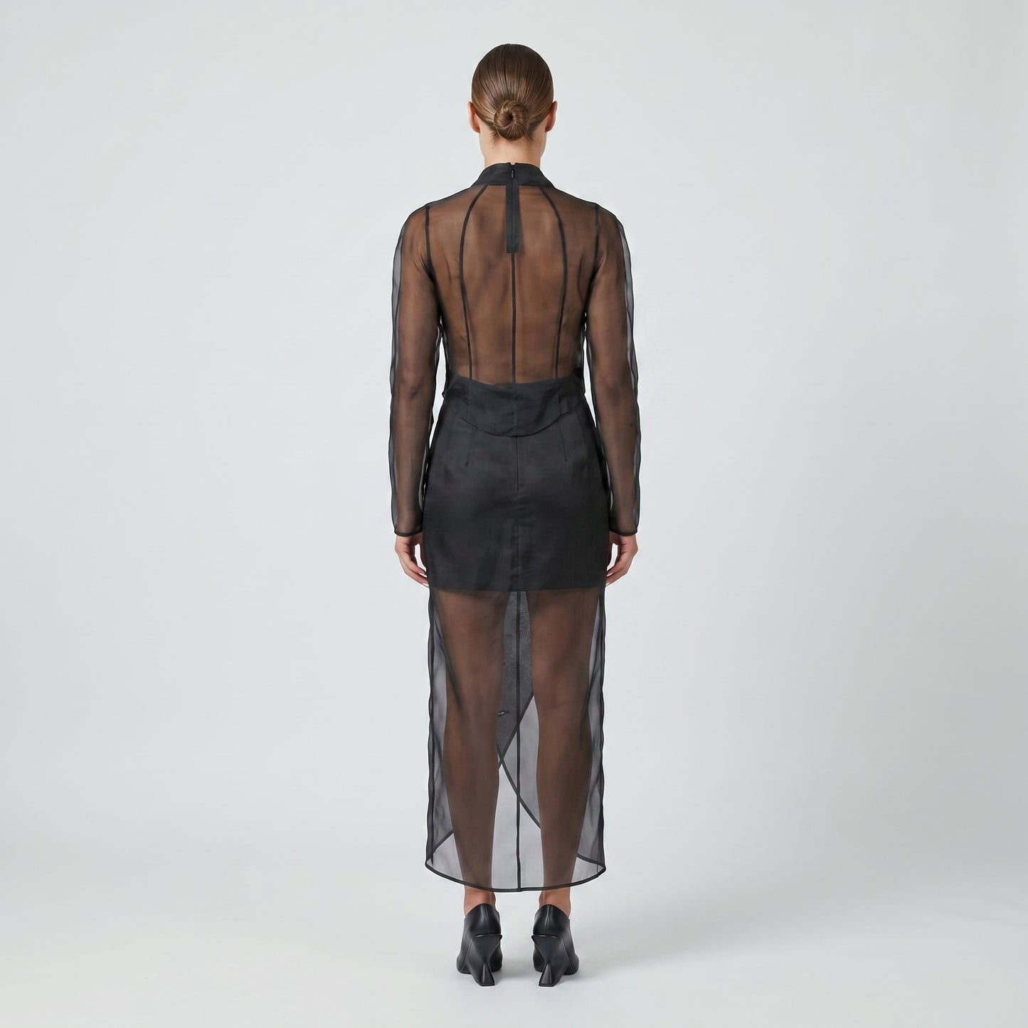 Sheer Double Breasted Draped Top
