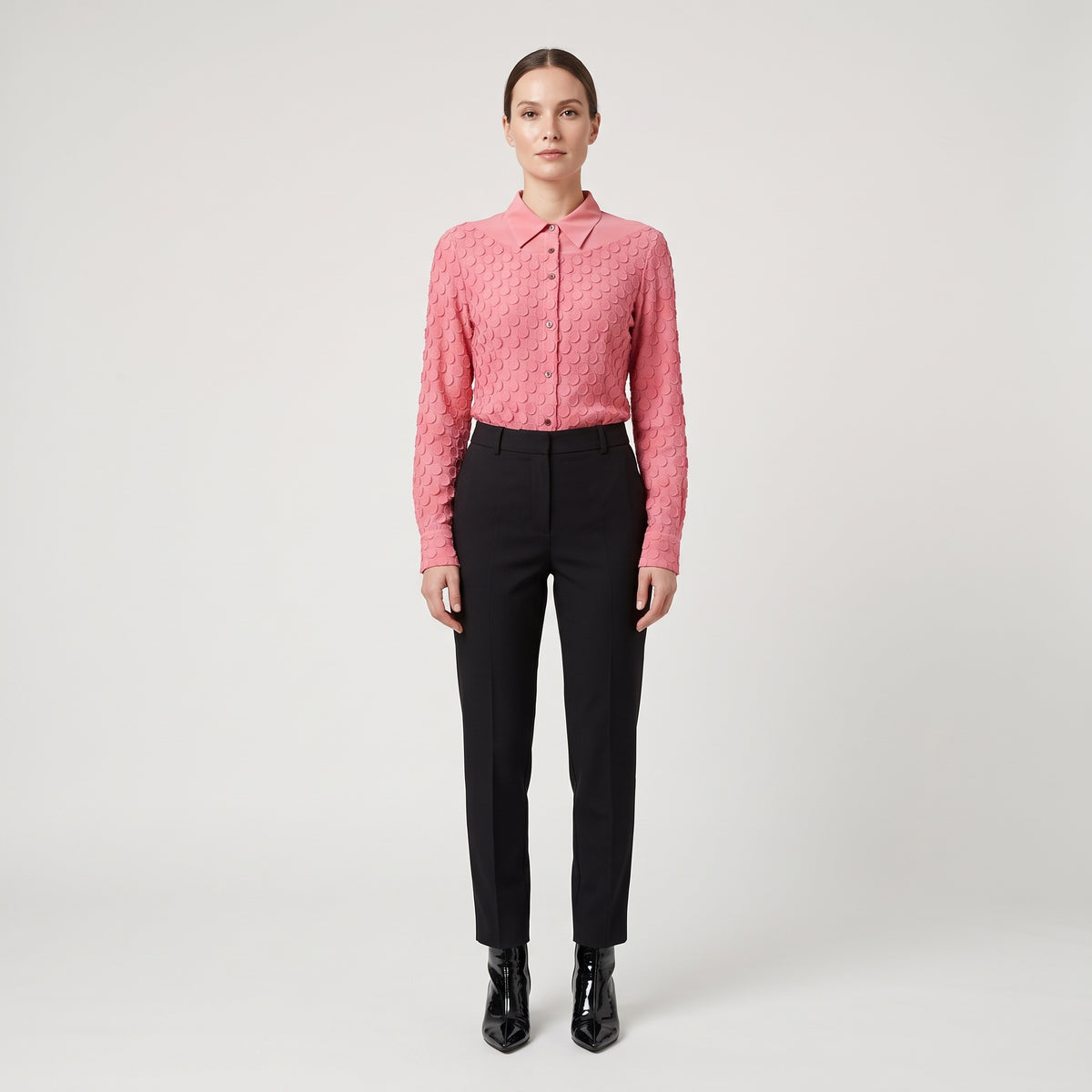 Textured Point Collar Blouse