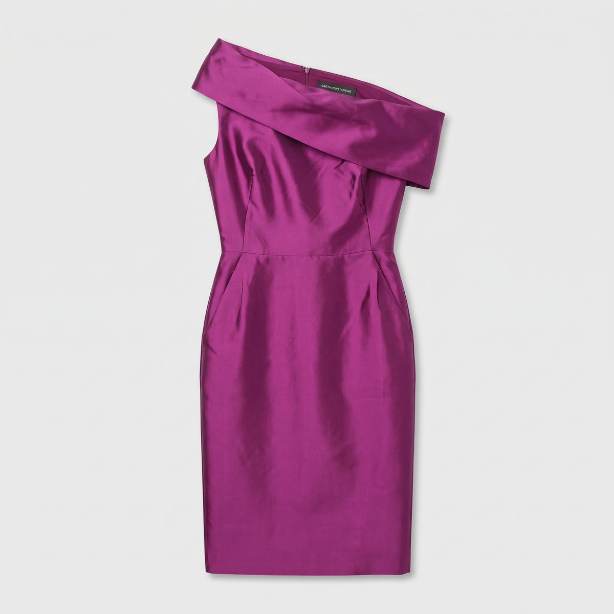 One Shoulder Magenta Cocktail Dress