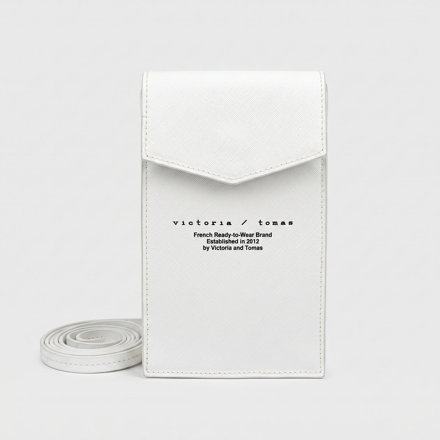 Minimalist White Leather Phone Pouch