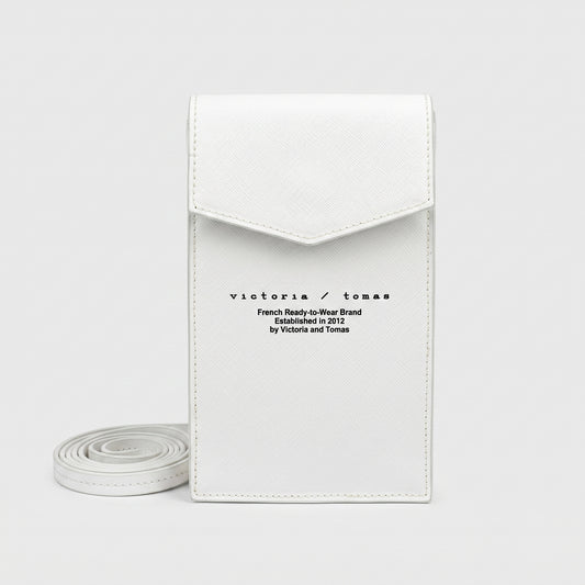 Minimalist White Leather Phone Pouch