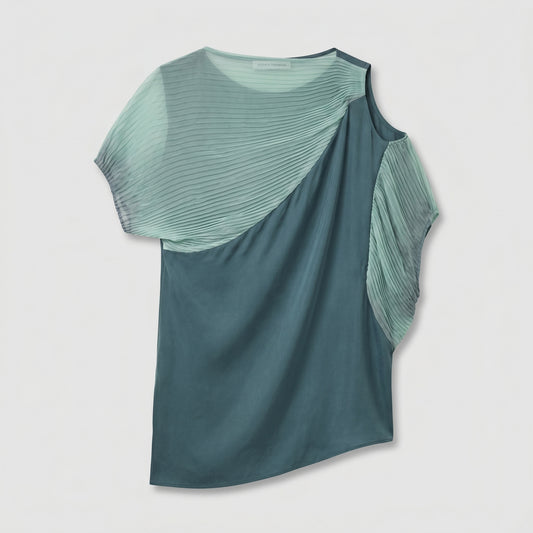 Asymmetric Pleated Draped Top