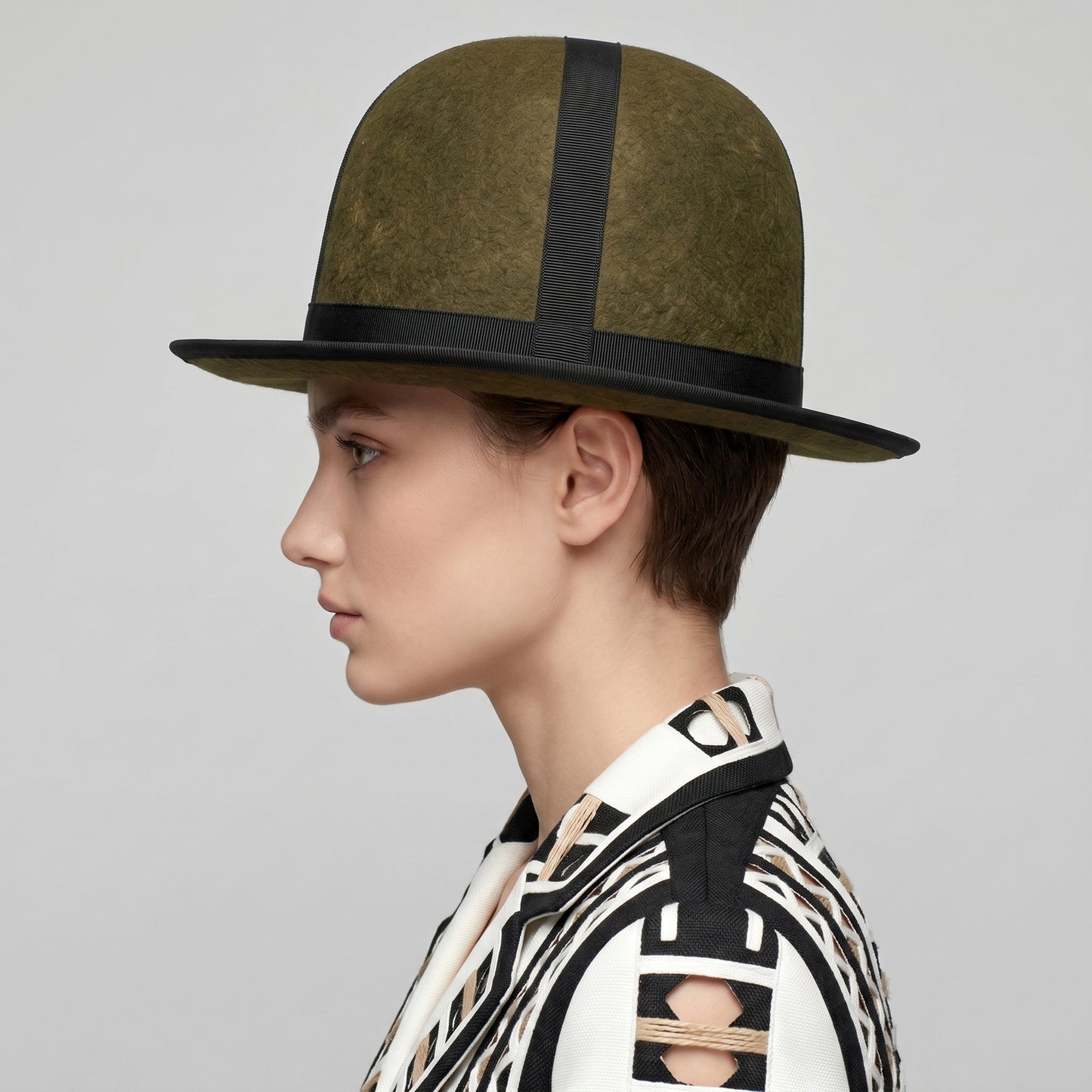 Olive Wool Felt Dome Hat