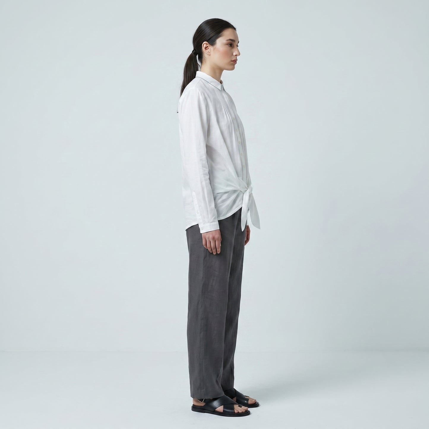 Elegant Tie-Front Cotton Shirt