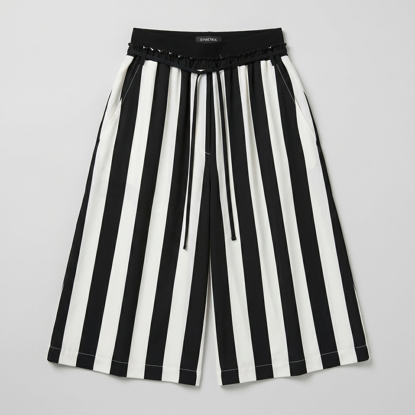 Striped Wide-Leg Cropped Trousers