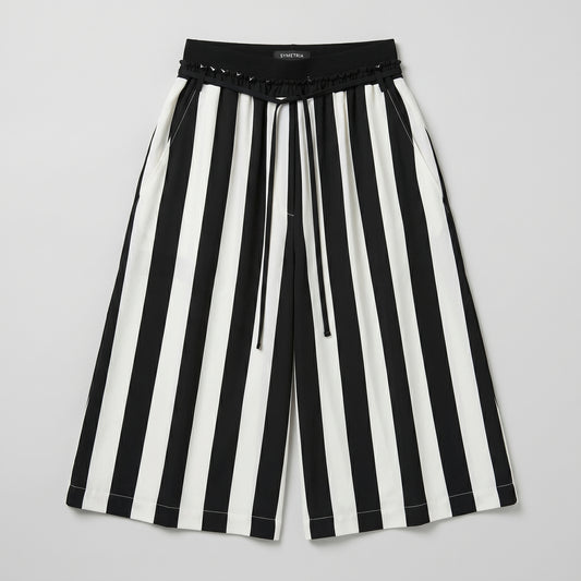 Striped Wide-Leg Cropped Trousers