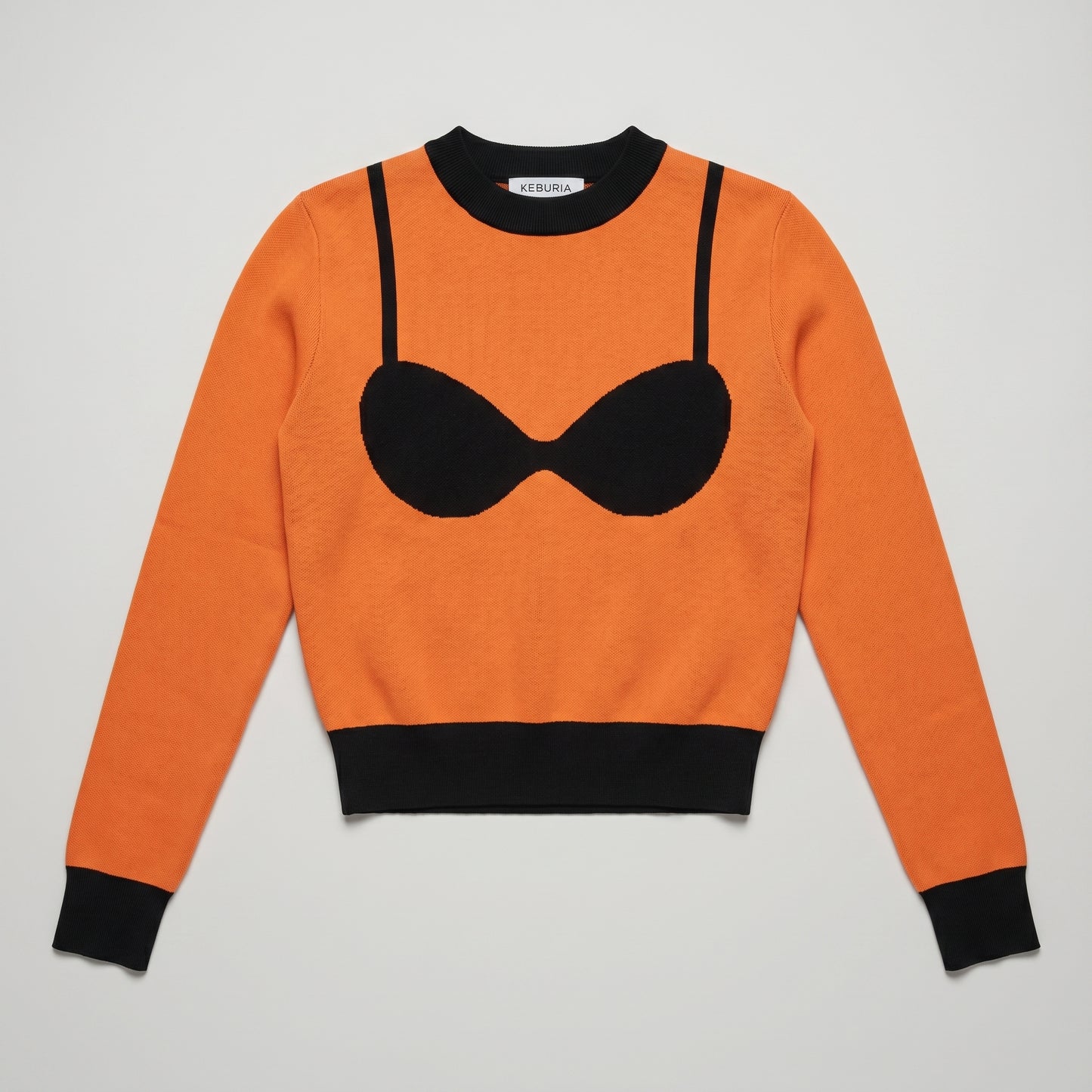 Orange Trompe L'oeil Knit Sweater