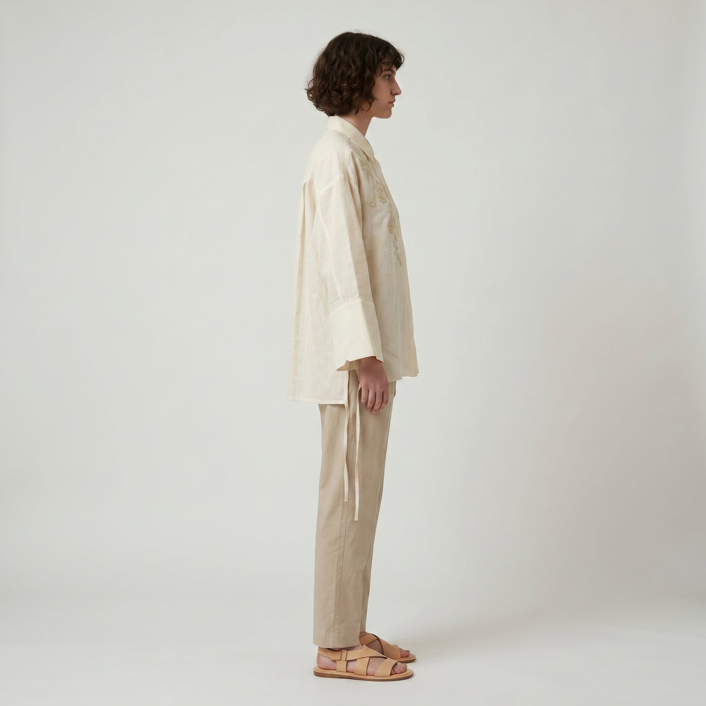 Embroidered Linen Relaxed Shirt