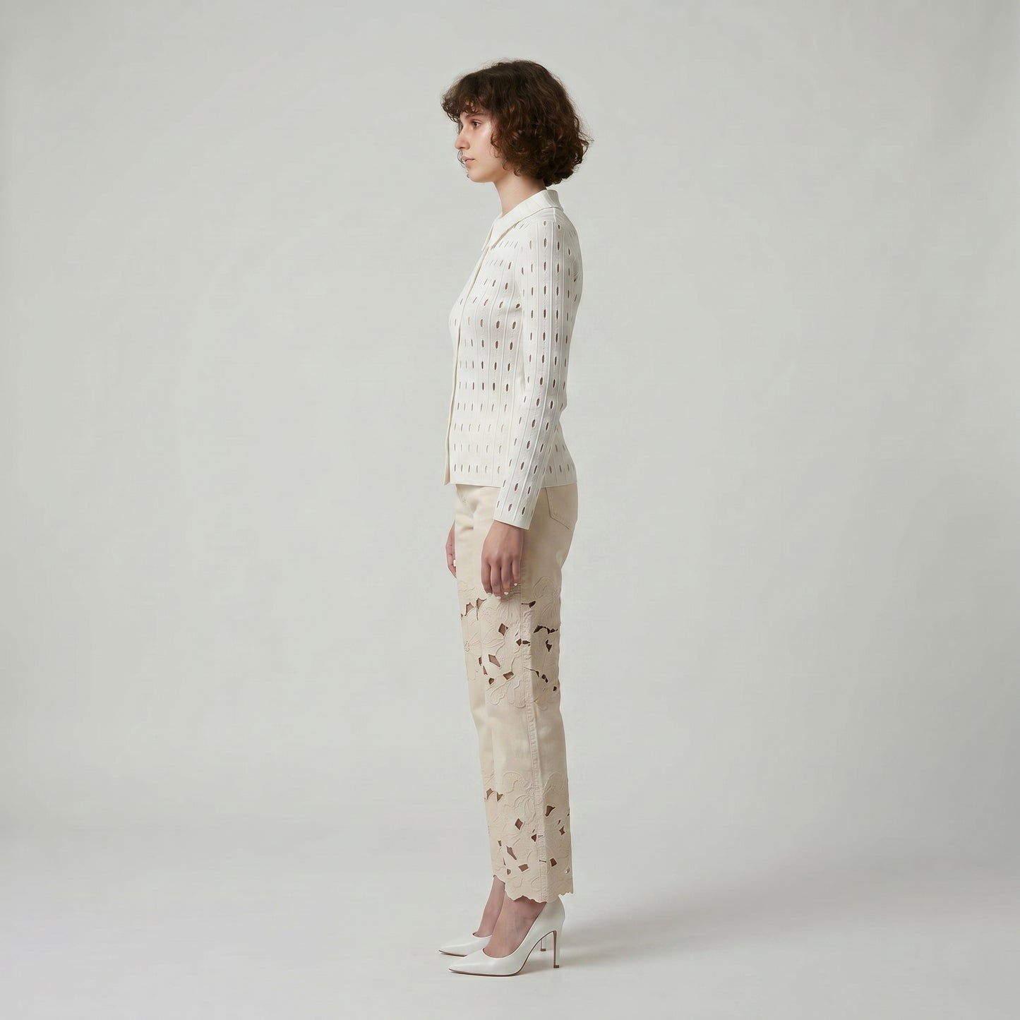 Open Knit Pointelle Button Shirt