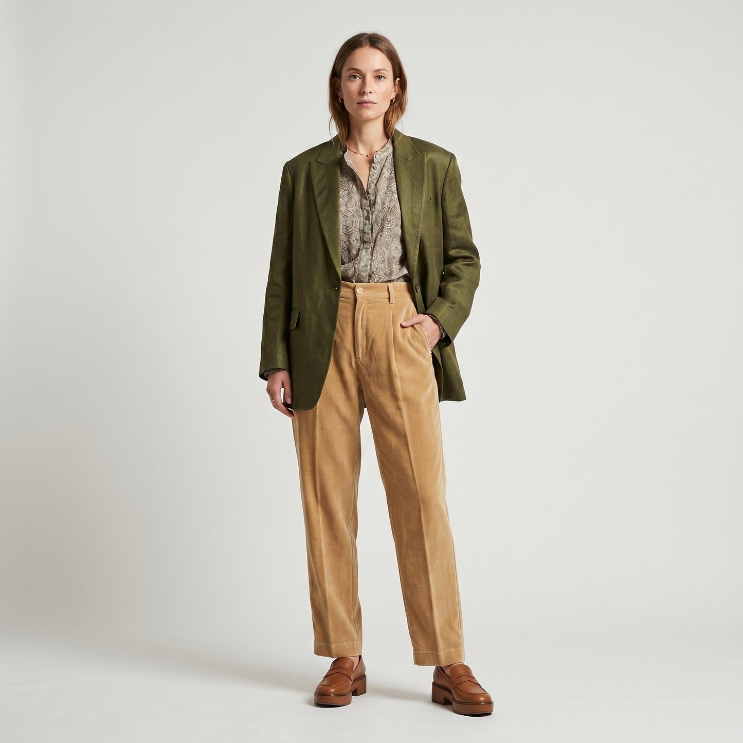 Tailored Pleated Velvet Trousers