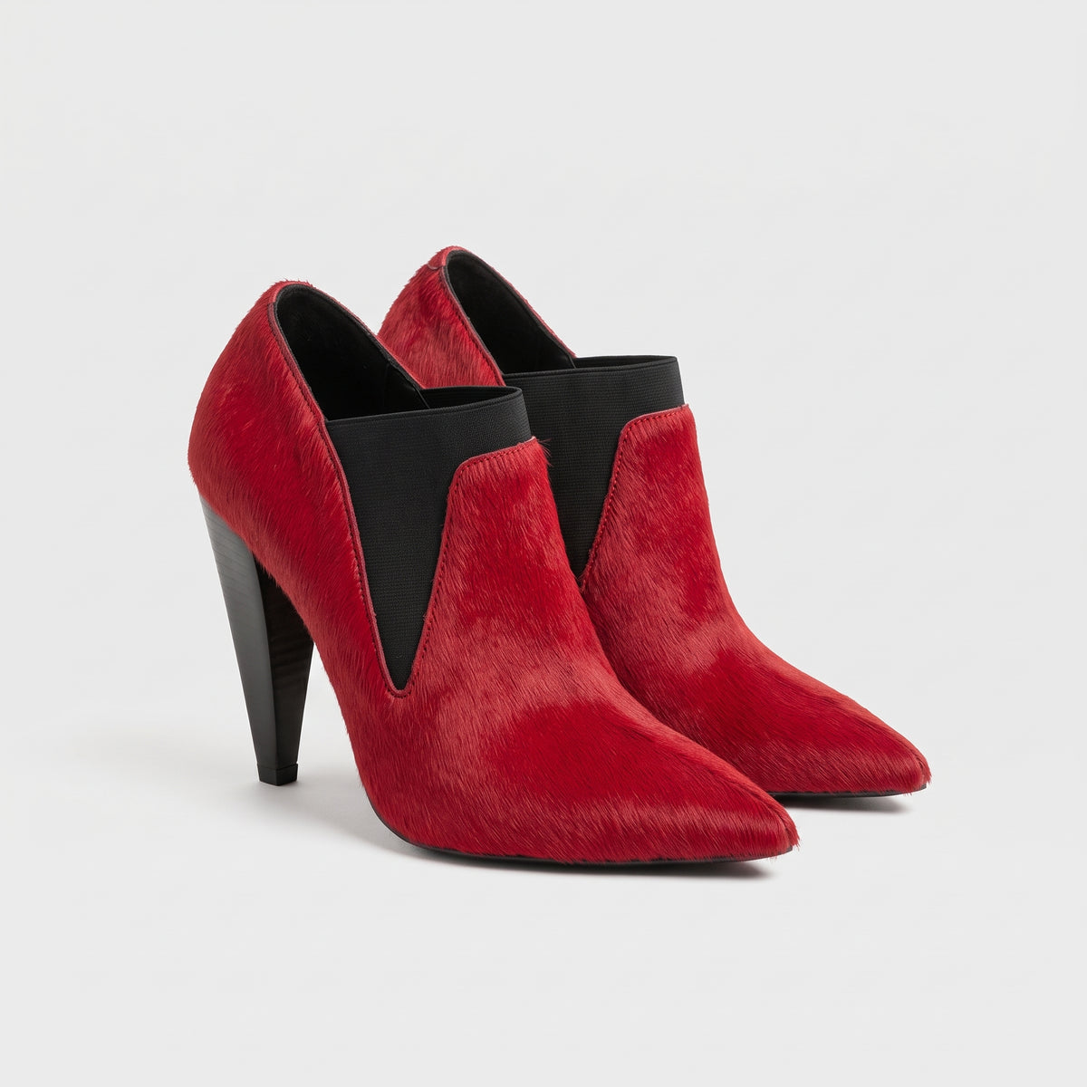 Red Calf Hair Ankle Boots