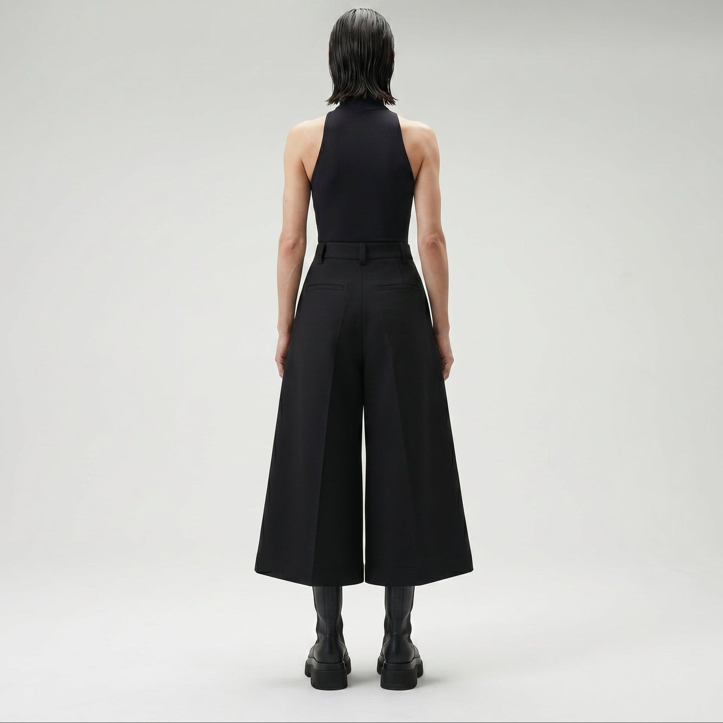 Tailored High-Rise Black Culottes