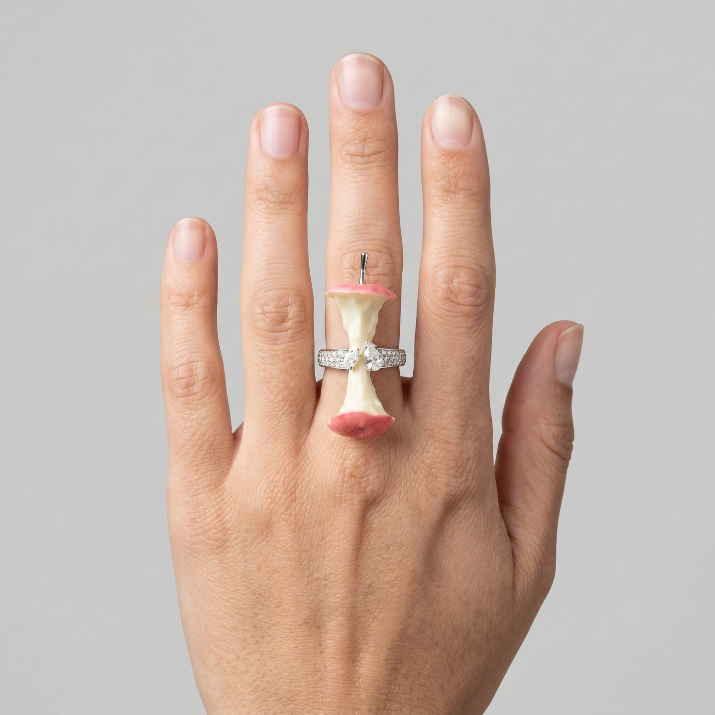 Sculptural Apple Core Diamond Ring