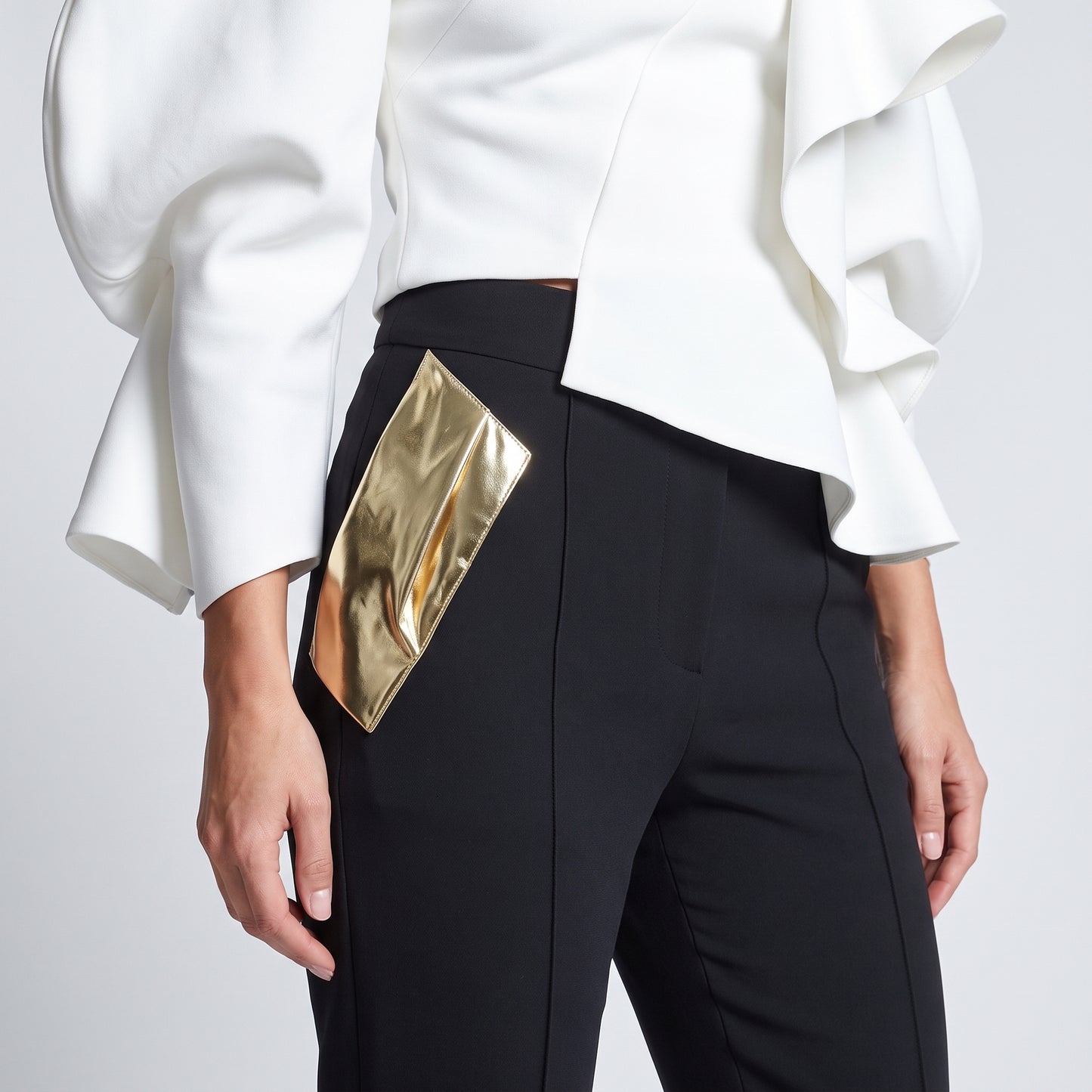 Metallic Accent Tailored Trousers