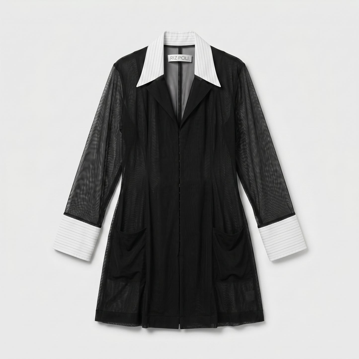 Sheer Contrast Collar Tailored Jacket