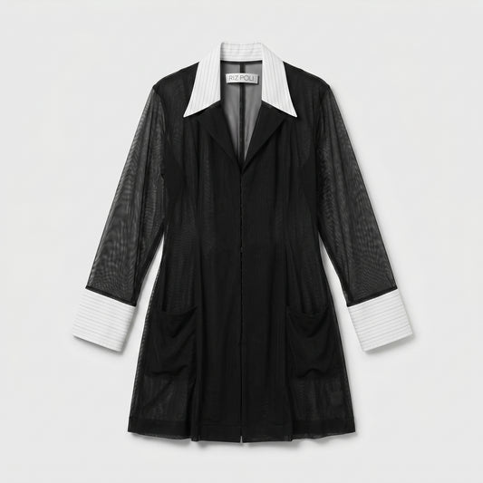 Sheer Contrast Collar Tailored Jacket