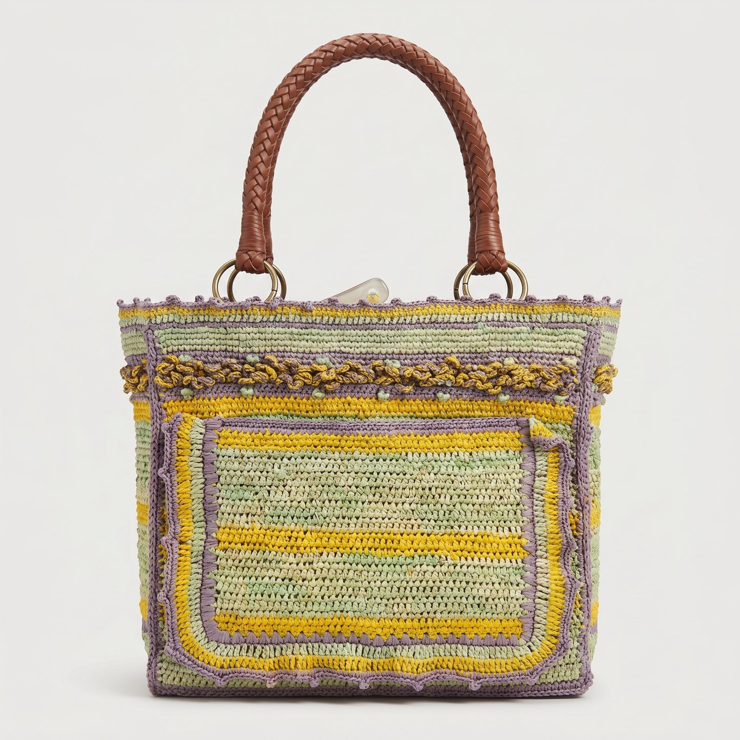 Artisanal Crocheted Striped Tote Bag
