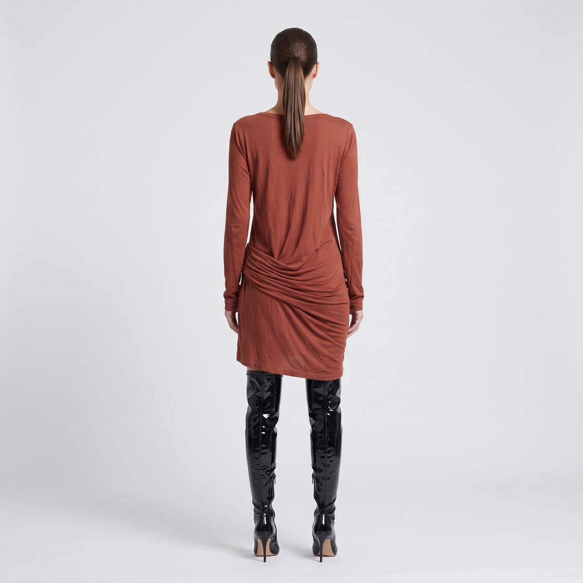 Ruched Long Sleeve Mini Dress