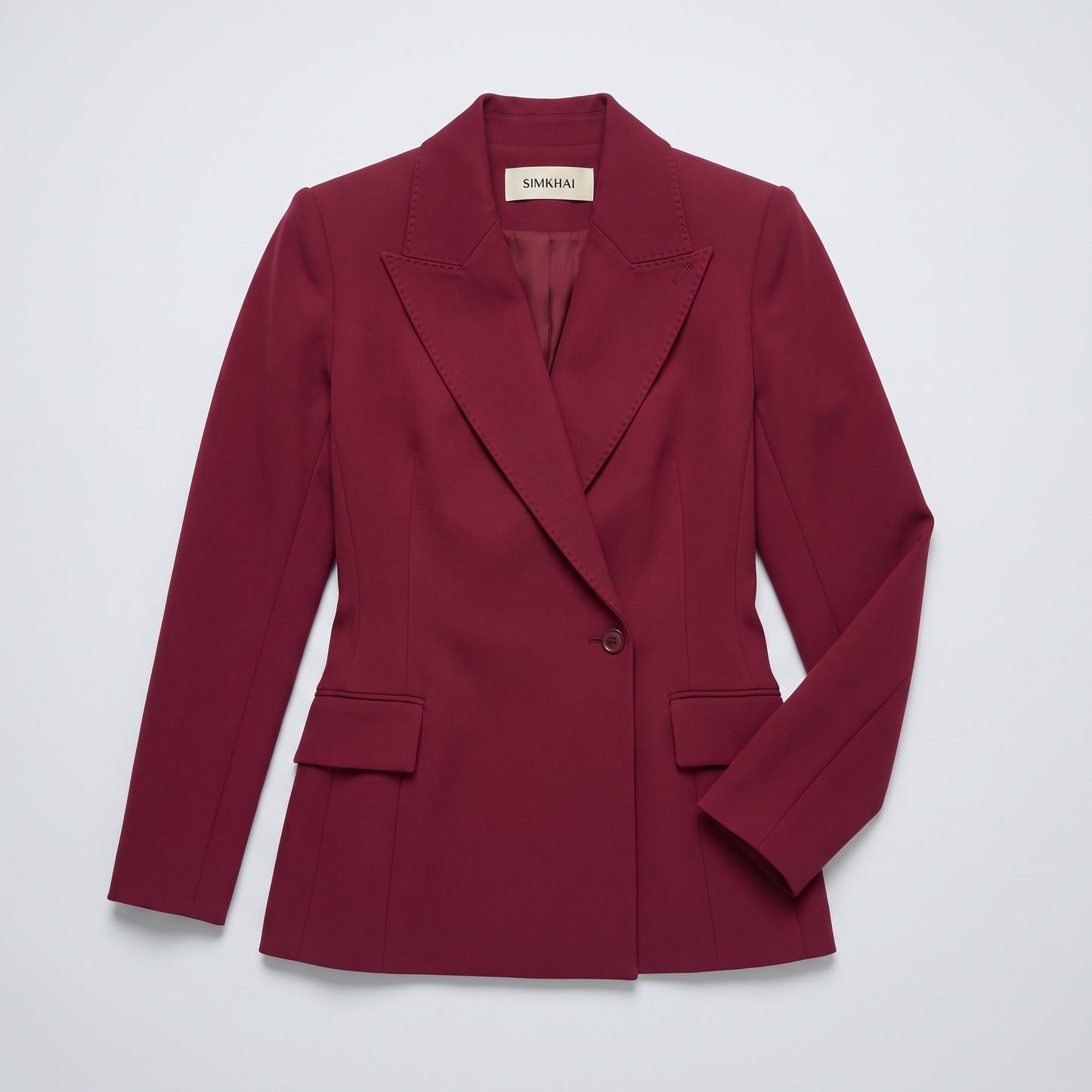 Tailored Burgundy Single-Button Blazer