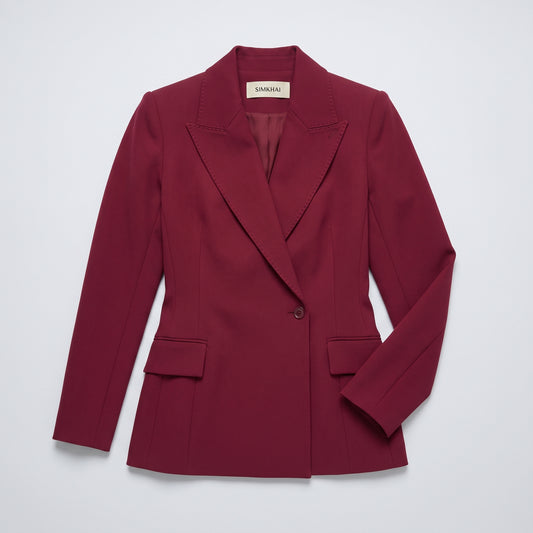 Tailored Burgundy Single-Button Blazer