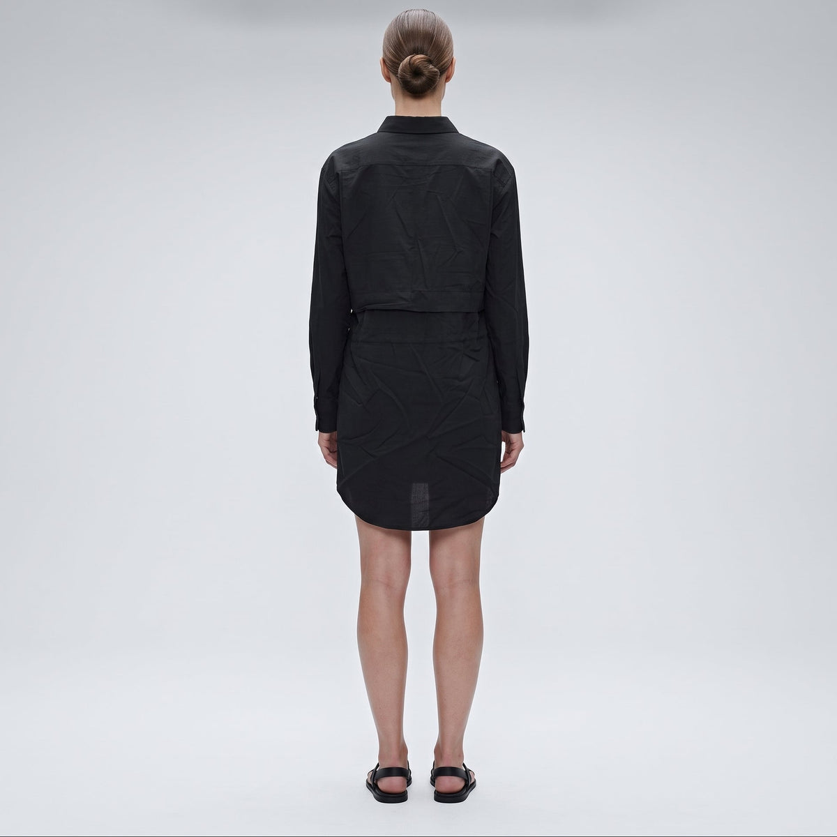 Black Cotton Drawstring Shirt