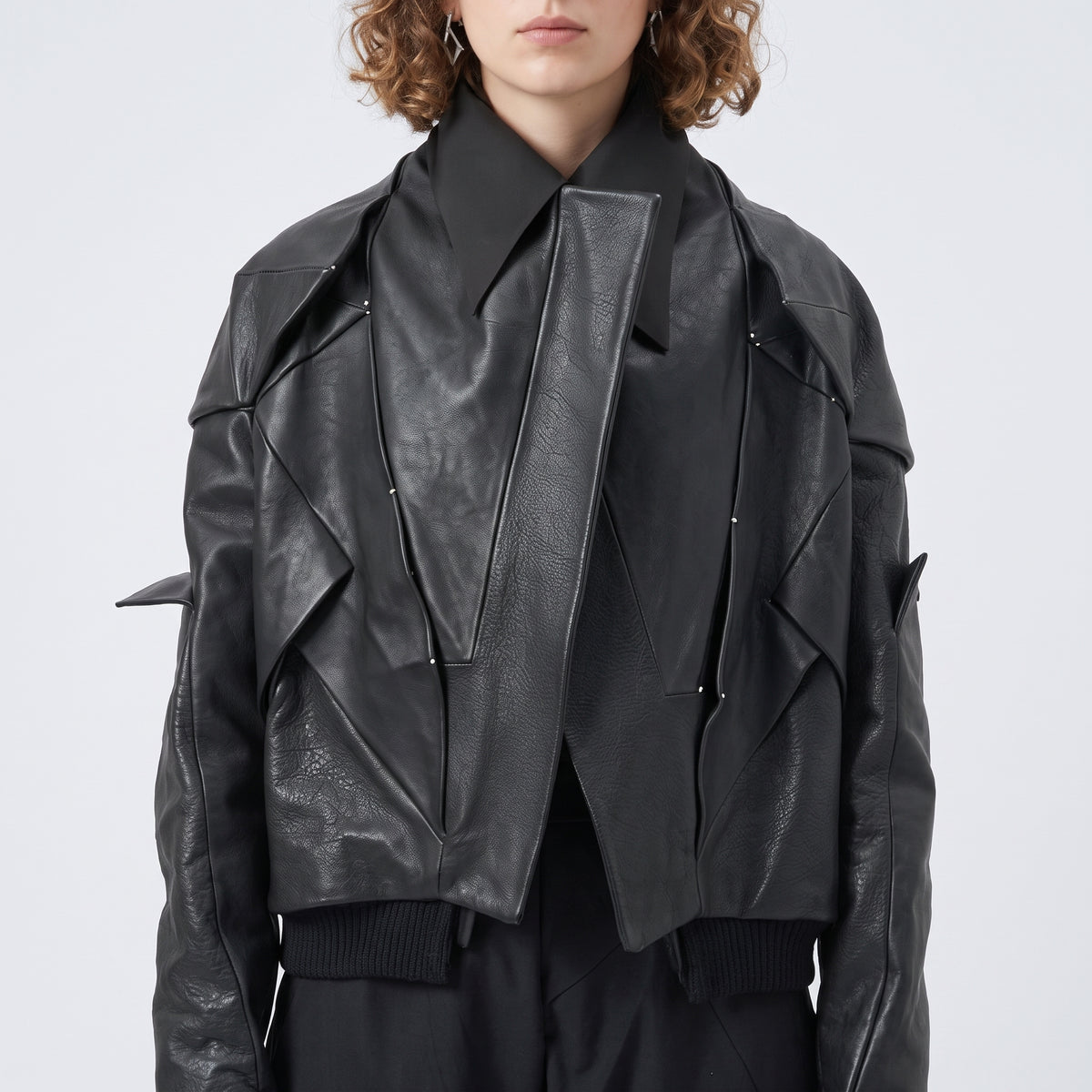 Architectural Leather Bomber Jacket
