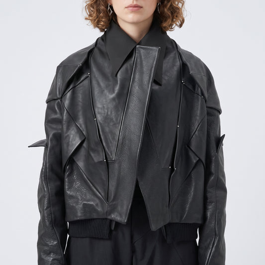 Architectural Leather Bomber Jacket