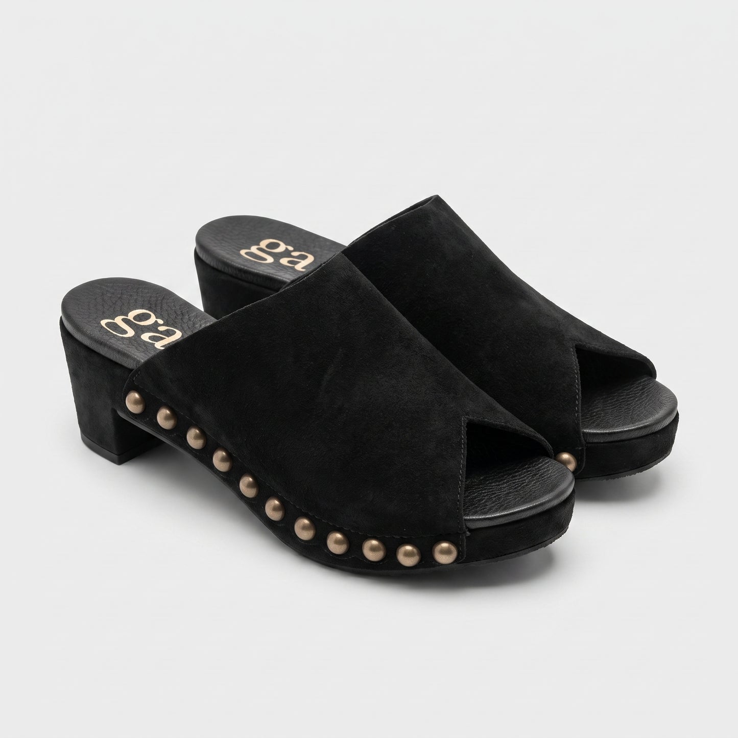 Studded Black Suede Wedges